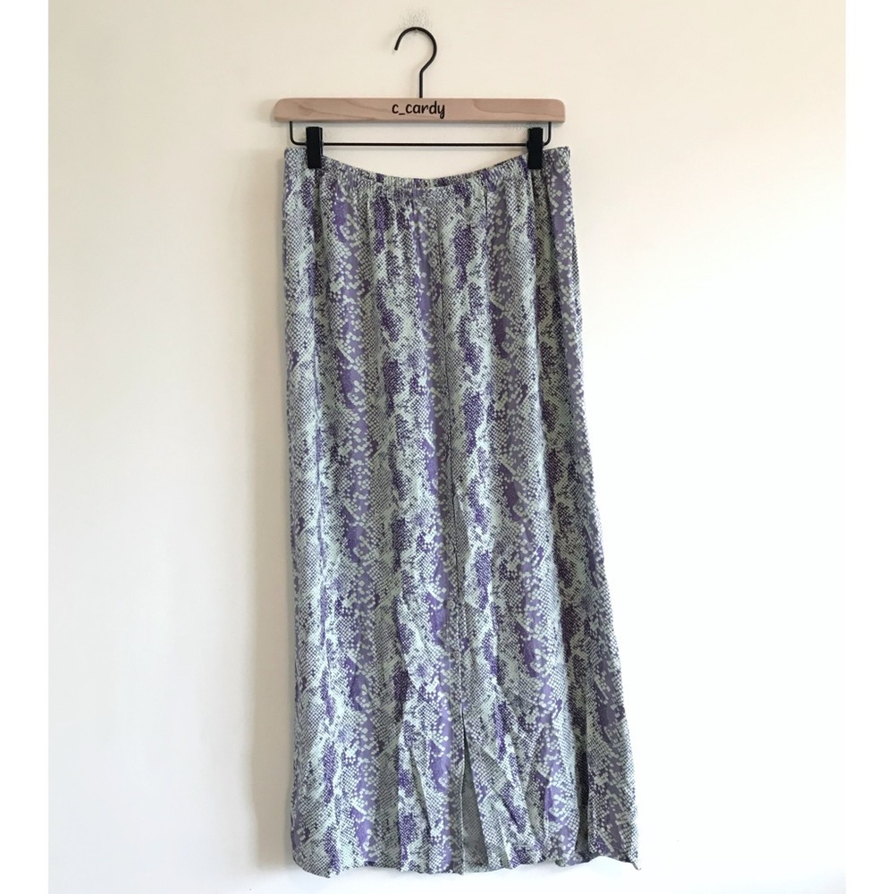 Free People Katie Button Front Midi Skirt Snake